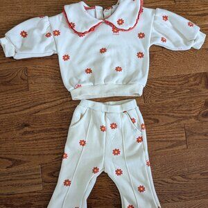 Flower top and flared bottom set